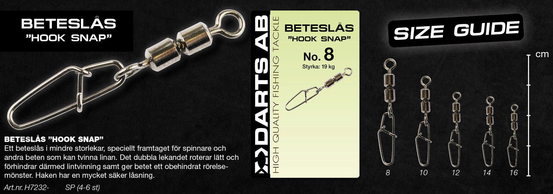 Beteslås "Hook Snap" no12  6-pack